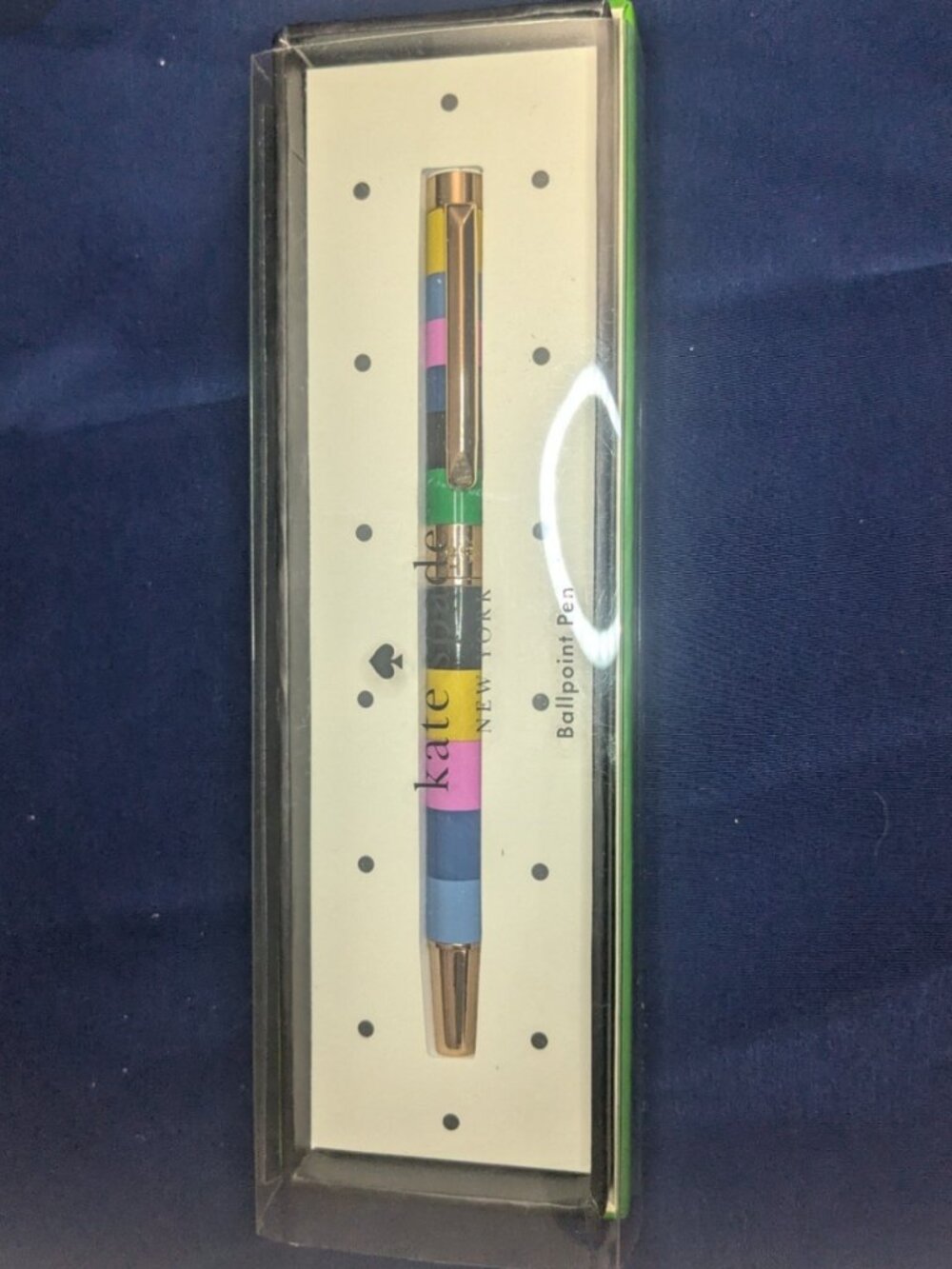 Kate Spade  Enchanted Stripe Ballpoint Pen Lime Green Logo Gift Box